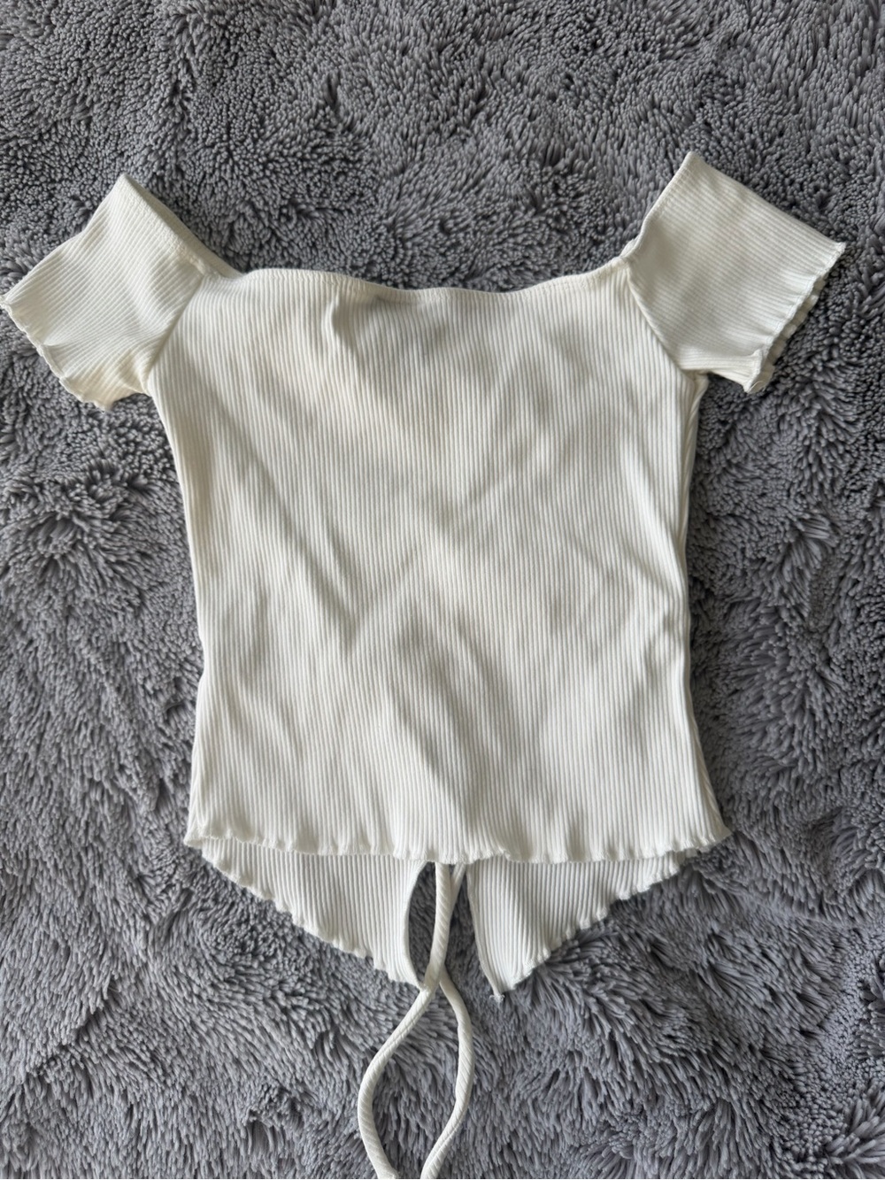 Windsor Off-Shoulder White Ribbed Top - Picture 3 of 4